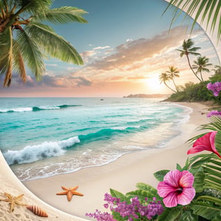 Elegant Tropical Beach Scene in Circle