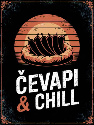 Retro Sunset Ćevapi Silhouette