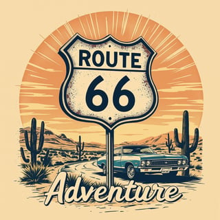Route 66 Adventure Vintage T-Shirt Graphic