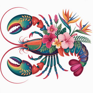 Boho Floral Lobster Design