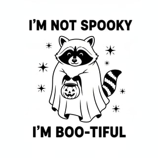 Cute Halloween Raccoon Ghost Art