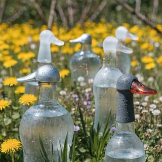 Duck Bottles Meadow Background