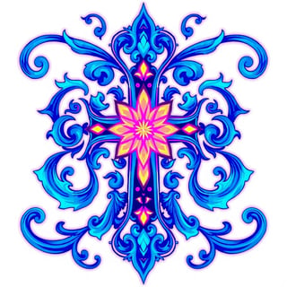 Symmetrical Fantasy Blue Cross Illustration