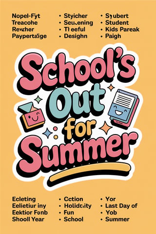 Kawaii School's Out Summer Sticker
