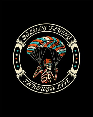 Vintage Skeleton Paraglider Badge