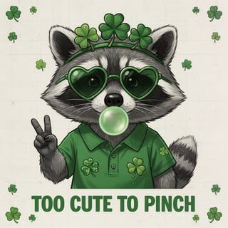 Cute Raccoon St. Patrick's Day Illustration