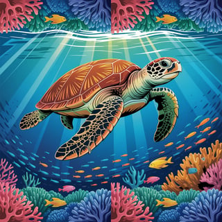 Sea Turtle Coral Reef Pattern