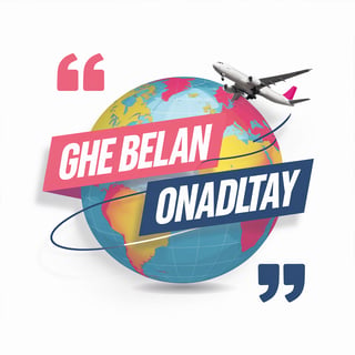 Globe with Plane and Quote Design