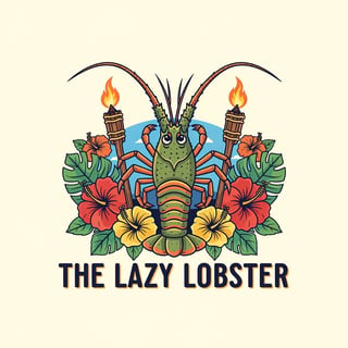 Tiki-Style Lazy Lobster Logo