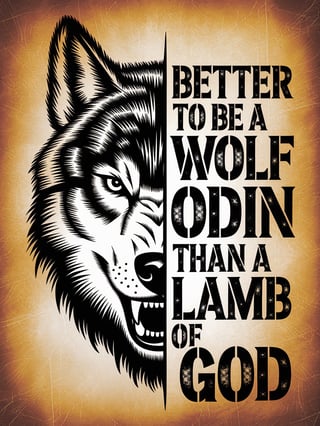 Viking Wolf Norse Engraving T-Shirt Art