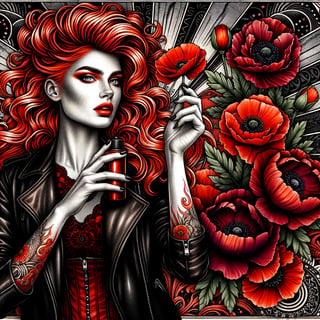 Fiery Woman Tattoo Illustration