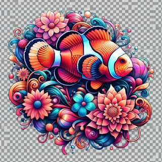Boho Floral Clownfish Illustration