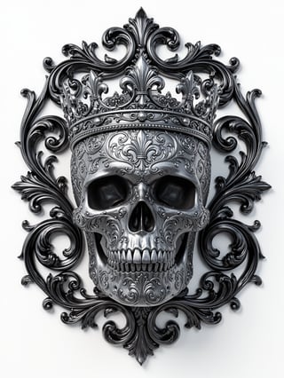 Ornate Metallic Skull with Baroque Patterns