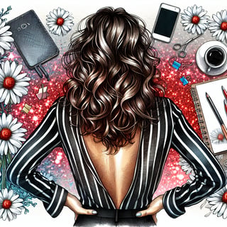 Watercolor Art of Woman with Sparkling Daisies