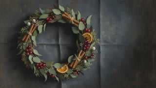 Eucalyptus and Cranberries Wreath Painting