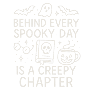 Spooky Book Mom Line-Art T-Shirt