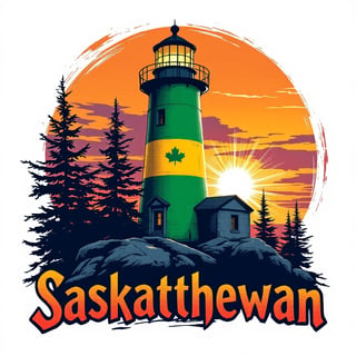 Vibrant Saskatchewan Lighthouse T-Shirt Design