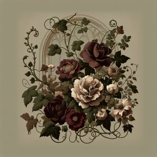 Dark Academia Floral Illustration