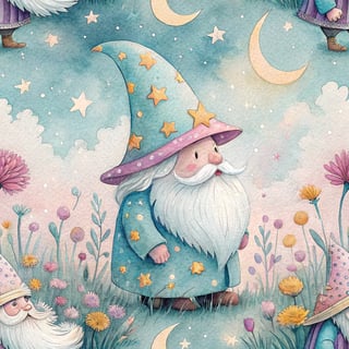 Charming Gnome with Celestial Wizard Hat