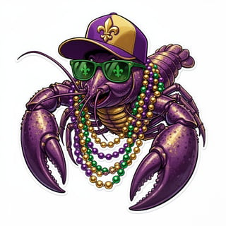 Vivid Mardi Gras Crawfish Illustration