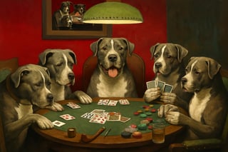 Dogs and Cards Image with Multiple Dogs