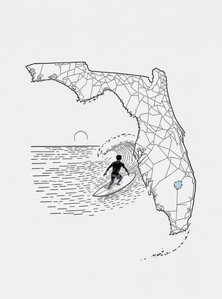 Florida Surf Line Art Design