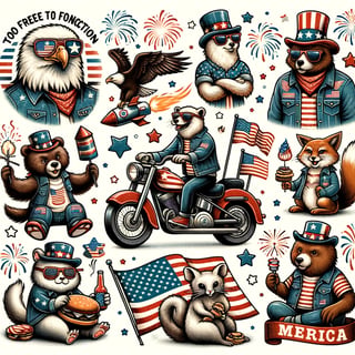 Vintage Patriotic Animal Graphics