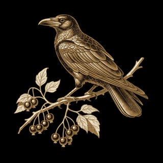 Raven Copperplate Engraving