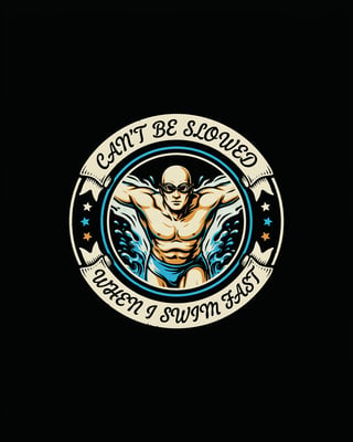 Vintage Swimmer Badge Illustration
