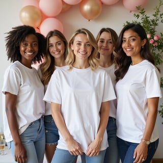 Diverse Group in White T-Shirt Mockup