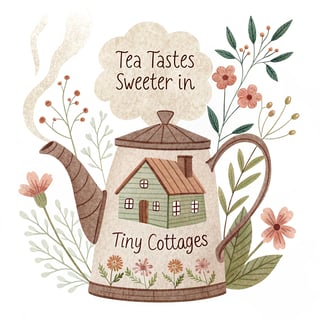 Cottagecore Teapot Watercolor Illustration