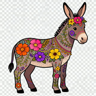 Boho Floral Donkey Illustration