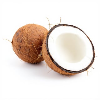 Unopened Coconuts on White Background