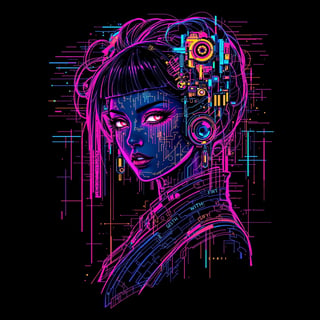 Cyberpunk Geisha T-Shirt Design