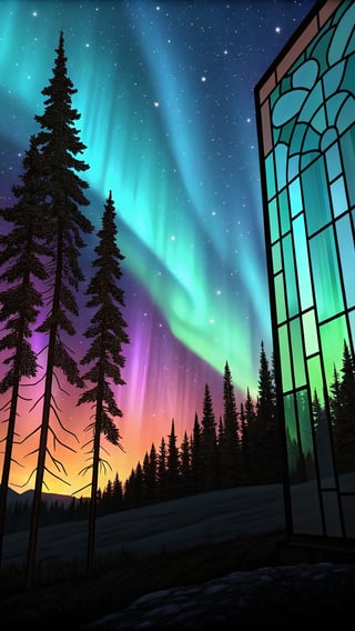 Glowing 3D Stained-Glass Landscape
