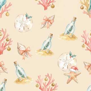 Coastal Christmas Watercolor Pattern