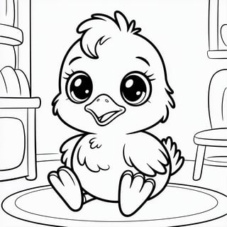 Cute Animated Chick Sitting Crossed Legs