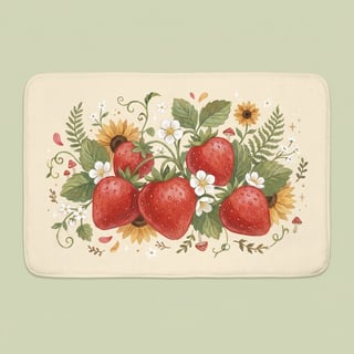 Strawberry Forest Bath Mat Illustration