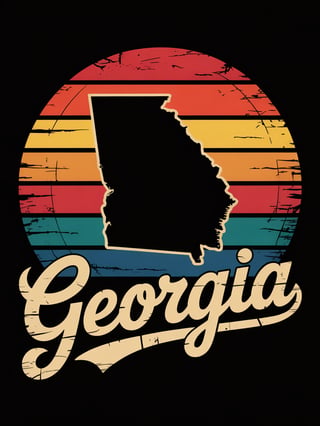 Retro Georgia Sunset T-Shirt Design