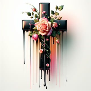 Vibrant Cross with Roses Illustration