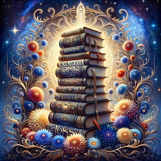 Gothic Books with Cosmic Backdrop