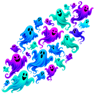 Neon Ghosts Vector Illustration