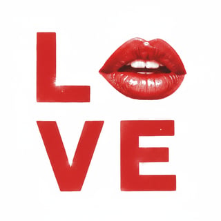 Minimalist LOVE Art with Red Lips