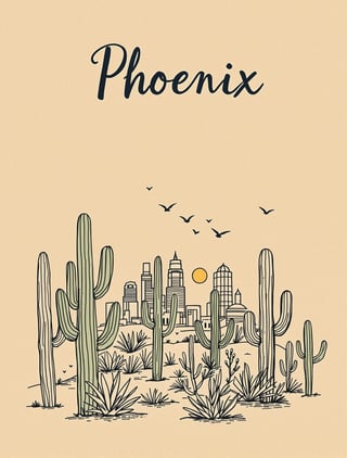 Phoenix Skyline Hand-Drawn Sketch