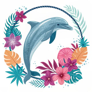 Neon Bottlenose Dolphin Vector Art