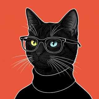 Stylized Black Cat Illustration