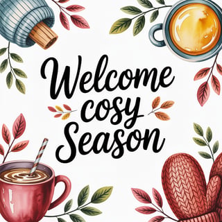 Welcome Cosy Season Watercolor Art