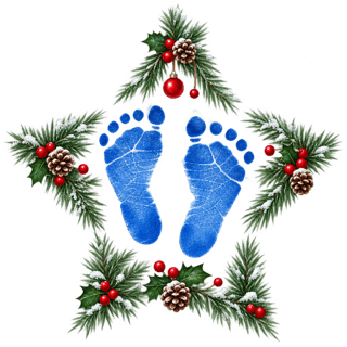 Blue Baby Feet Christmas Ornament