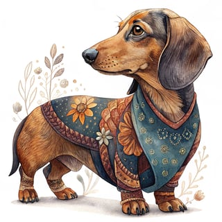 Bohemian Hand-Painted Dachshund Art
