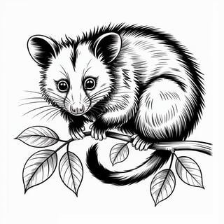Black and White Possum Illustration